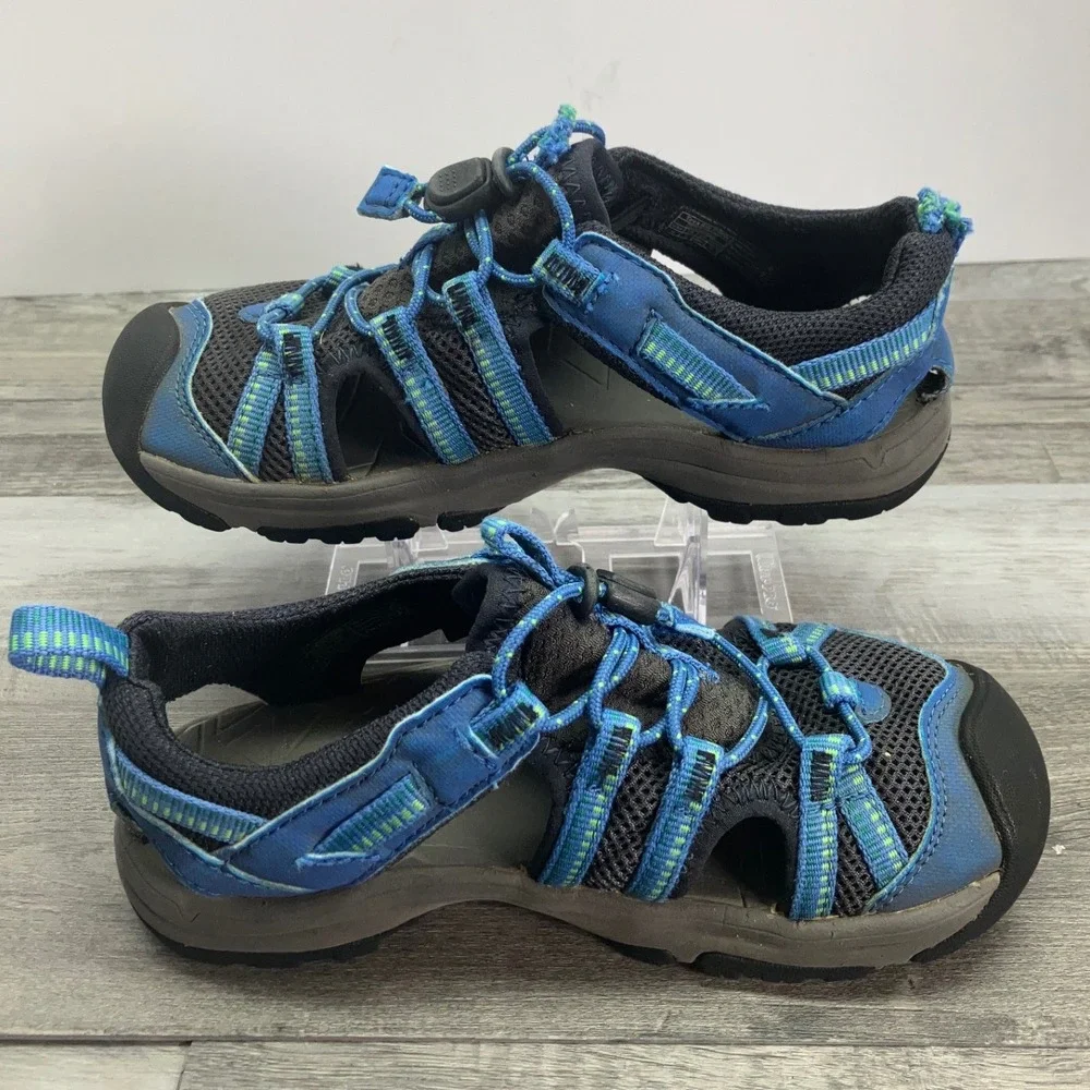 Teva Kids Blue Green Closed Toe Sport Sandals Bungee Water Hiking Shoes Size 12